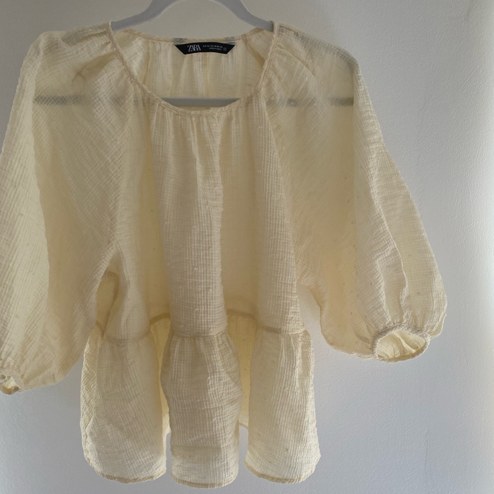 Zara Swiss Dot Peplum Blouse